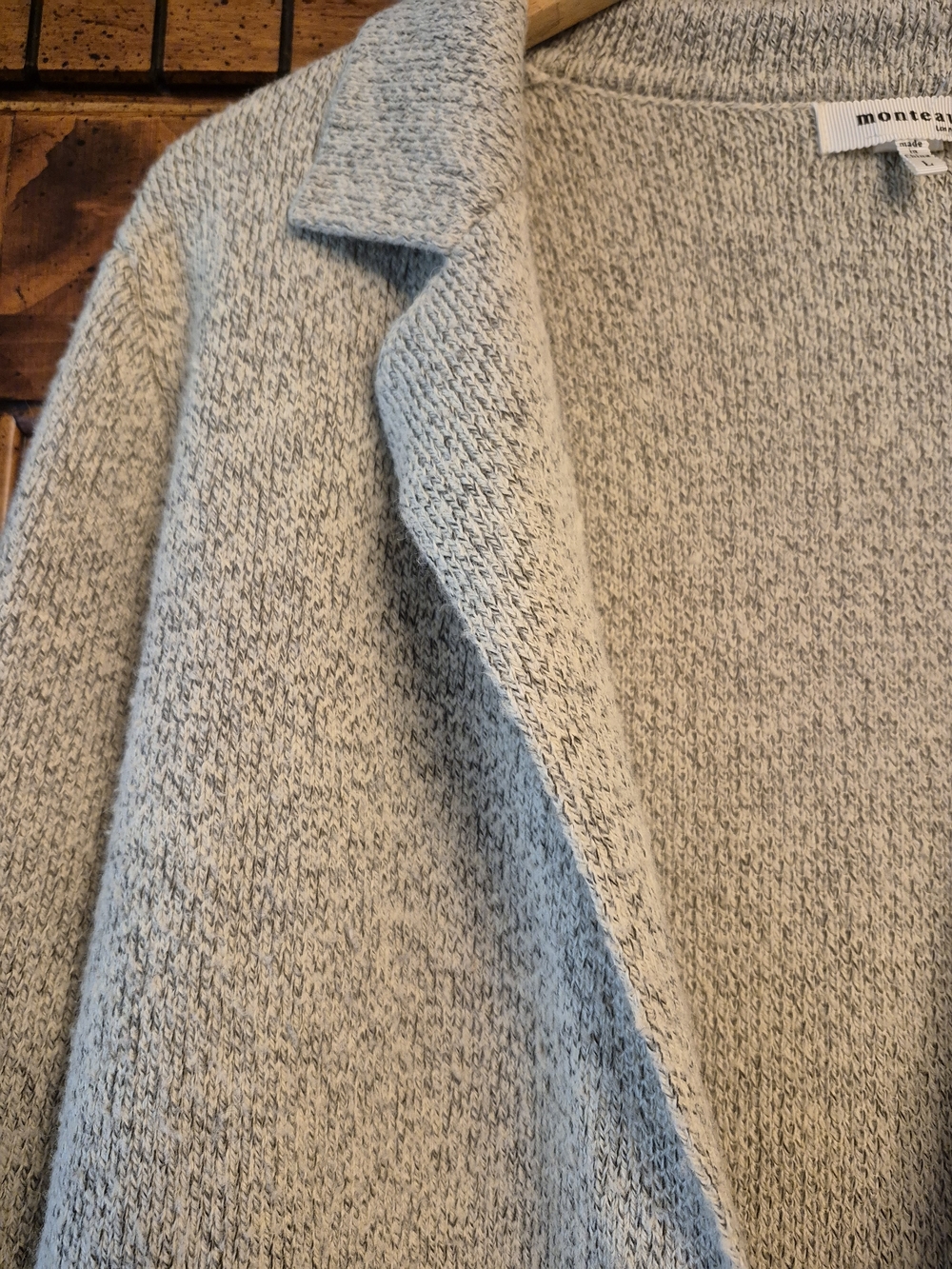 Monteau Light Gray Open-Front Long Beautiful Cardigan Size L - Picture 3 of 7